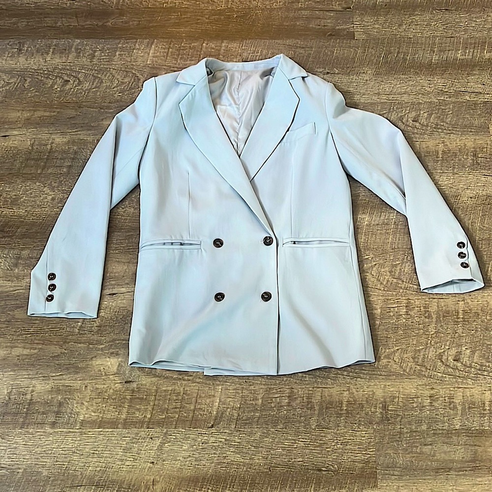 Medium Light Greyish-Blue Oversized Blazer